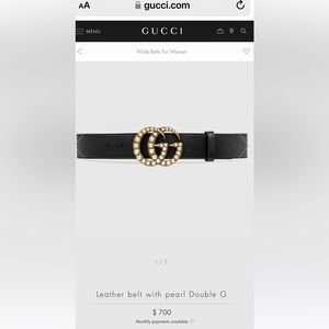 Gucci Gold  tone and Pearl black belt. Authentic 85-34